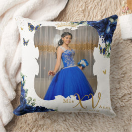Almofada Imagem Floral Real Rosa Azul Quinceañera Memento