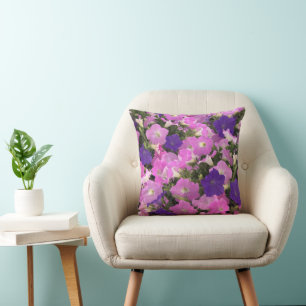 Almofada Imagem fotográfica de flores de Ipomoea rosa e rox