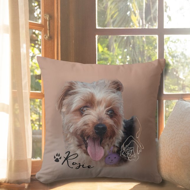 Almofada Imagem Fotográfica personalizada de Yorkshire Terr (Personalized Yorkshire Terrier Dog Photo Image Throw Pillow)