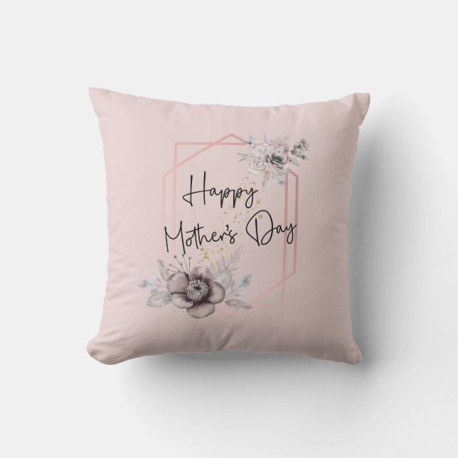 Almofada Imagem Personalizada do Dia das Mães Floral Rosa F (Frente)