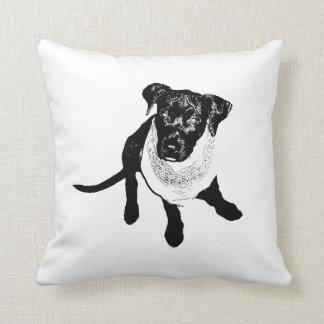 Almofada Imagem preta preto e branco do filhote de cachorro