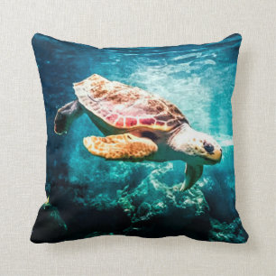 Almofada Imagem subaquática do oceano bonito da tartaruga