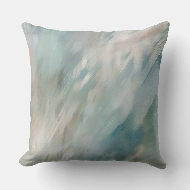 Almofada Impressão Abstrata Azul Turquesa Bege Suave (Frente)