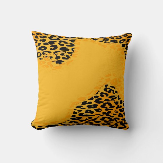 Almofada Impressão amarelo retro do leopardo e design (Frente)