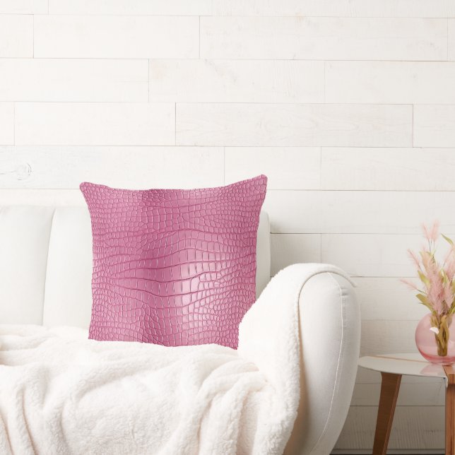 Almofada Impressão Animal de Alligador Faux Rosa (Sofá)
