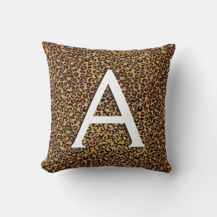 Almofada Impressão animal do leopardo com inicial