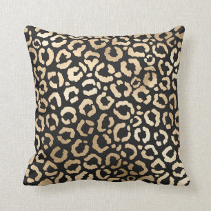 Almofada Impressão Animal do Leopardo Negro Dourado Elegant