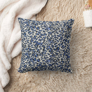 Almofada Impressão animal-leopardo azul-elegante-Na moda