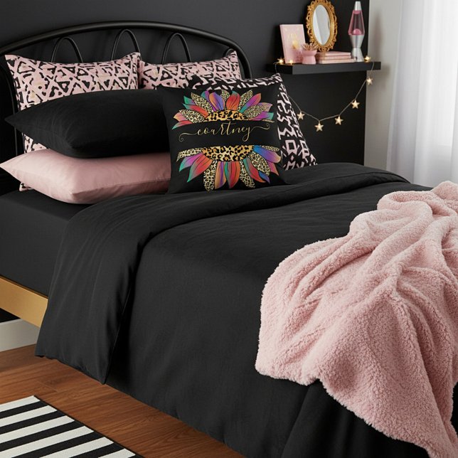 Almofada Impressão arco-íris e leopardo personalizada (Criador carregado)