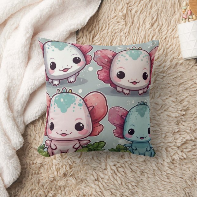 Almofada Impressão Axolotl de quatro cudos (Cobertor)