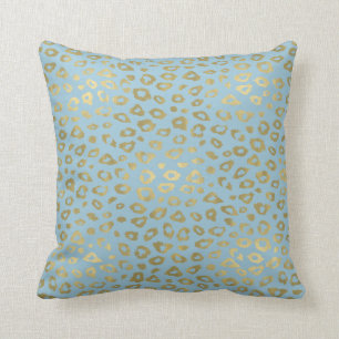 Almofada Impressão azul Dourado do leopardo de Ombre
