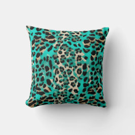 Almofada Impressão Azul-Leopardo-Turquesa