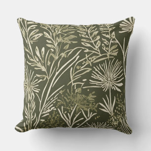 Almofada Impressão Botânica de Sage Verde-Olival Minimalist