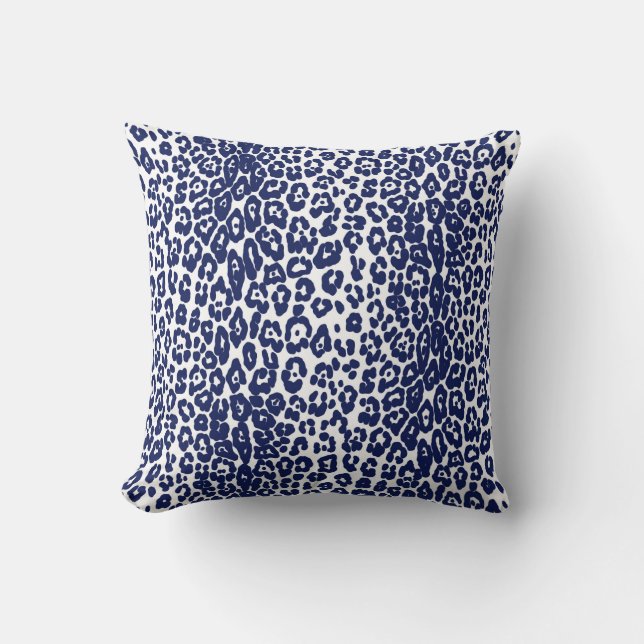 Almofada Impressão branca e marinho-azul-leopardo moderna (Frente)