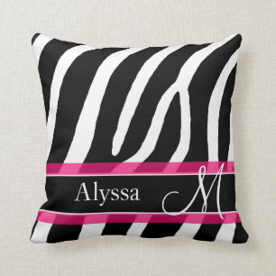 Almofada Impressão cor-de-rosa da zebra personalizado