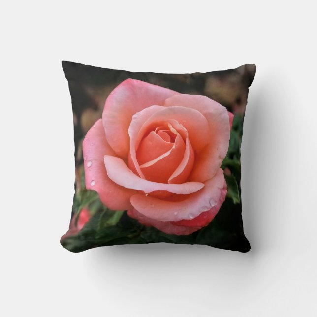 Almofada Impressão de Arte Botânica Rosa Romântica (Frente)