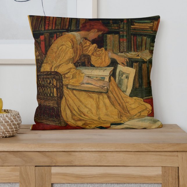 Almofada Impressão de Arte de Amante de Livros Antigos | Mu (Criador carregado)