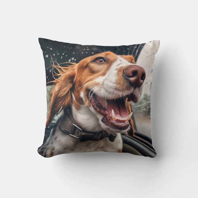 Almofada Impressão de Arte de Cachorro Animado em Carro Chu (Frente)