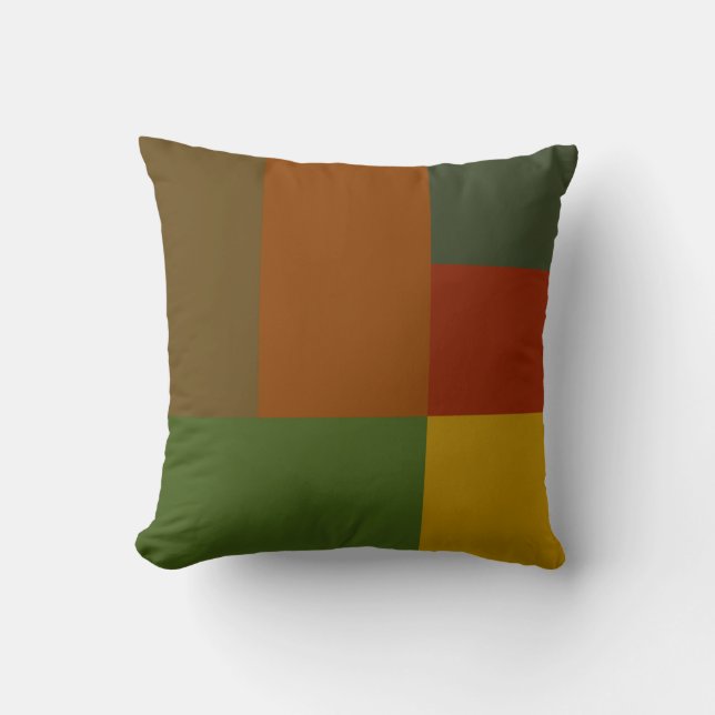 Almofada Impressão de Bloco de Cor Laranja Verde Oliva Verm (Frente)