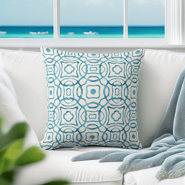 Almofada Impressão de Bloco de Quatrefoil de Cor Azul (Criador carregado)