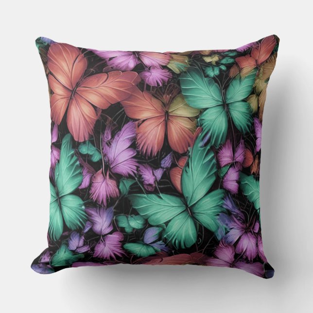Almofada Impressão de Borboletas Coloridas (Frente)