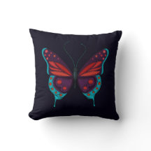 Impressão de Bordado Vermelho Azul Roxo Borboleta 