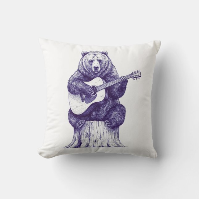 Almofada Impressão de Canções do Urso Estipado de Tinta (Frente)