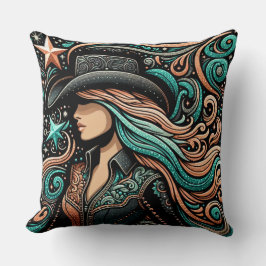 Almofada Impressão de Couro de Couro e Couro Ocidental