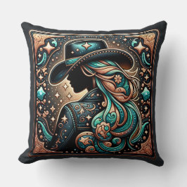 Almofada Impressão de Couro de Couro e Couro Ocidental