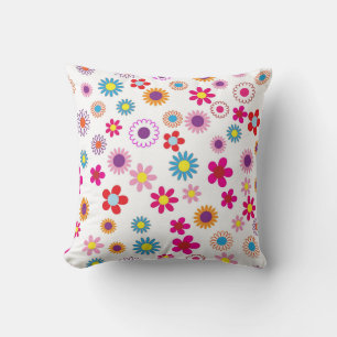 Almofada Impressão de flower power - Flo branco amarelo