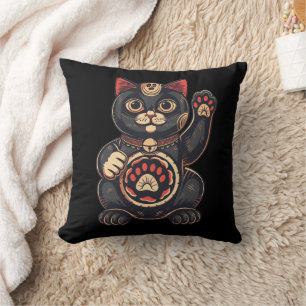 Almofada impressão de gato Maneki Neko desenhado para japon