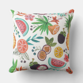 Almofada Impressão de jardim multicolorido de fruta tropica