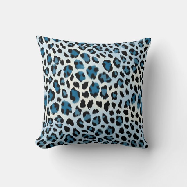 Almofada Impressão de Leopardo Azul (Frente)
