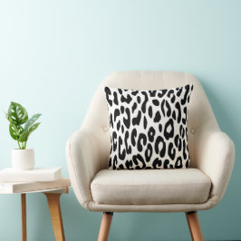 Almofada Impressão de leopardo clássica em preto e branco