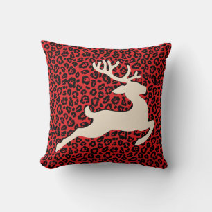 Almofada Impressão de Leopardo Preto Vermelho, Feriado de N