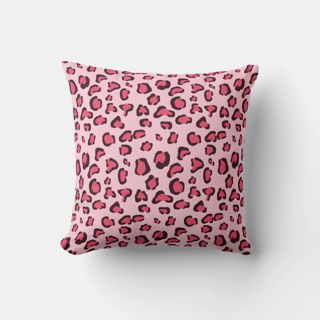 Almofada Impressão de Leopardo Rosa Falsa (Frente)