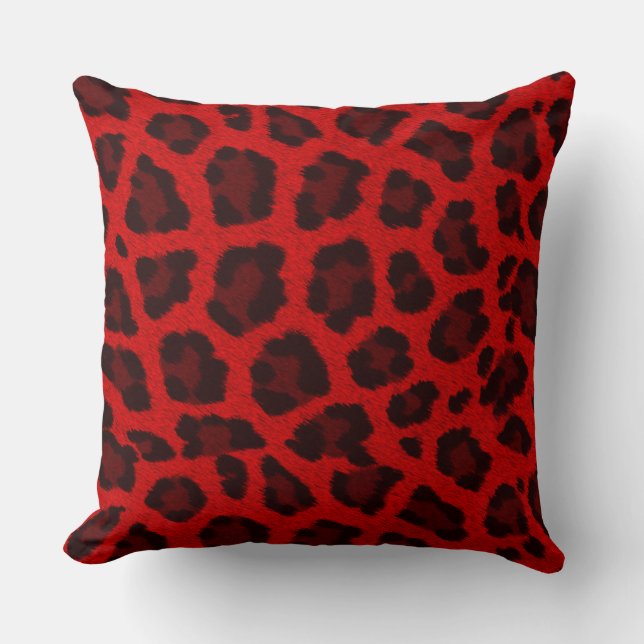 Almofada Impressão de Leopardo Vermelho (Frente)
