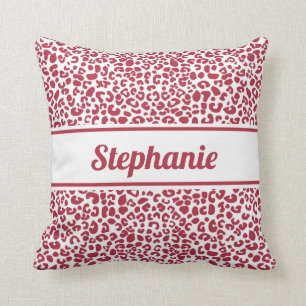 Almofada Impressão de Leopardo Vermelho e Branco Trendy com