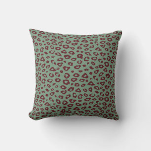 Almofada Impressão de Leopardo Vermelho Verde