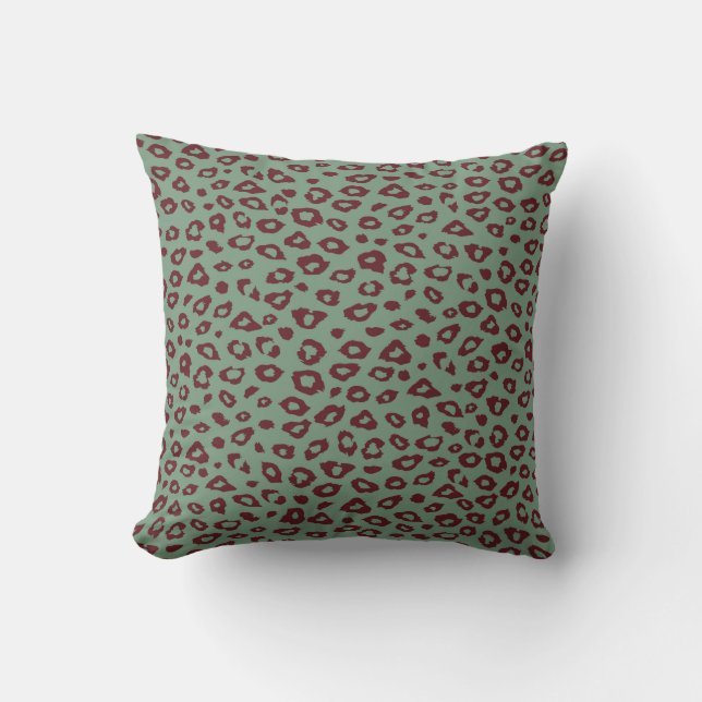Almofada Impressão de Leopardo Vermelho Verde (Frente)
