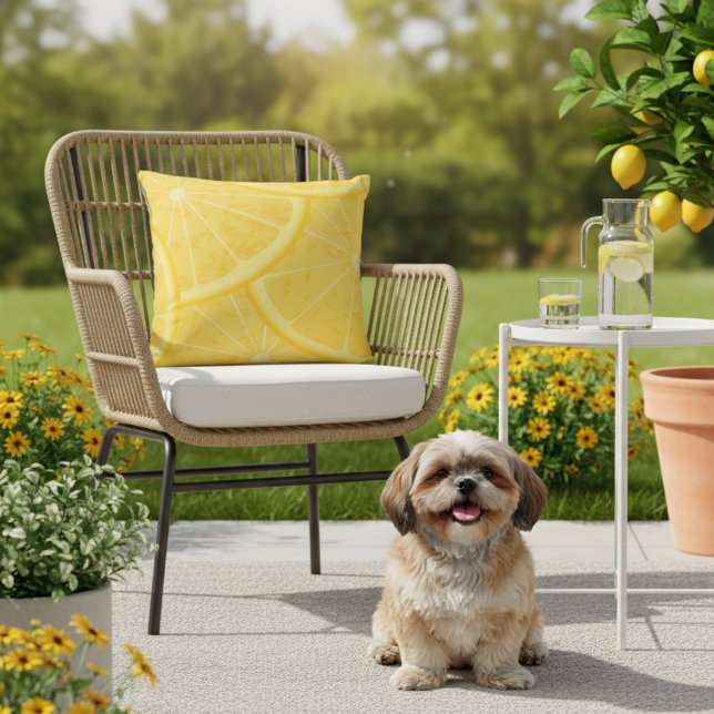 Almofada impressão de limão amarelo 16x16 Travesseiro exter (Lemon outdoor pillow.)