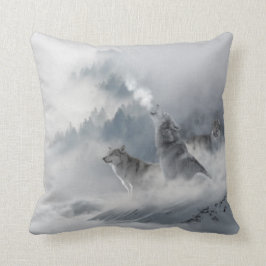 Almofada Impressão de Lobo da Neve