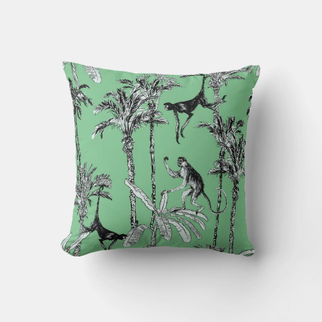 Almofada Impressão de Macaco Verde (Frente)