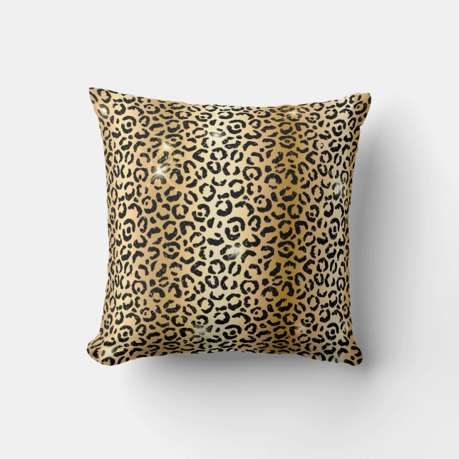 Almofada Impressão de manchas de leopardo Glam Glitter Dour (Frente)