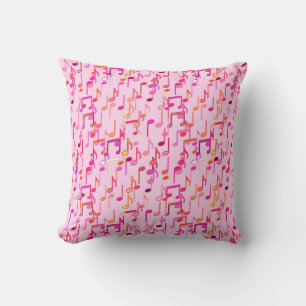 Almofada Impressão de Notas Musicais - cor-de-rosa, multimé