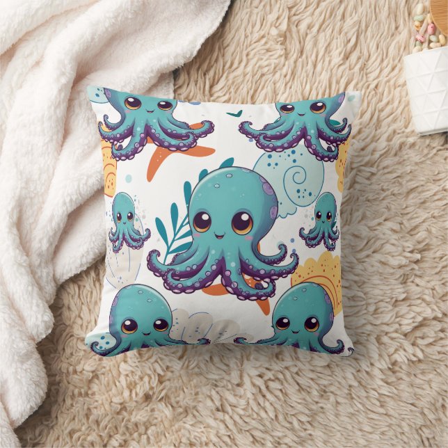 Almofada Impressão de Octopus Azul (Cobertor)