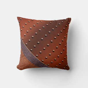 Almofada Impressão de Onda Industrial Chic Copper Rivet Bur