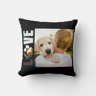 Almofada Impressão De Pata De Amor De Cão Ver Letras