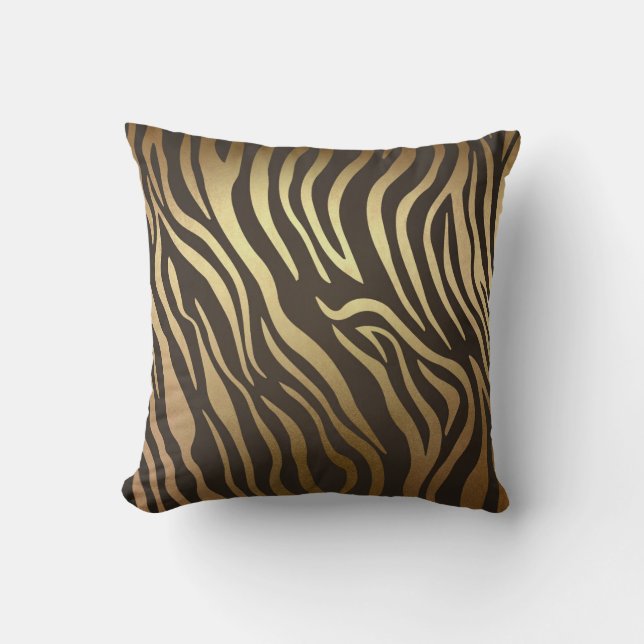 Almofada Impressão de Pele de Animal Estampa de Zebra Glam  (Frente)