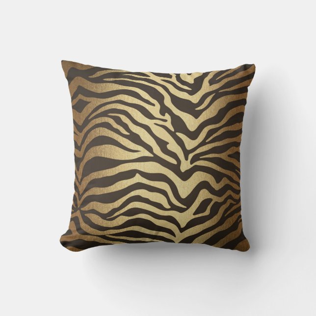 Almofada Impressão de Pele de Animal Estampa de Zebra Glam  (Frente)